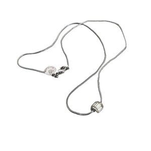 Sarah Coventry Silver Tone chain Necklace Barrel Crystal Pendant Minimal